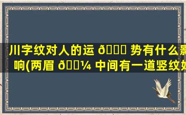 川字纹对人的运 💐 势有什么影响(两眉 🌼 中间有一道竖纹好不好)